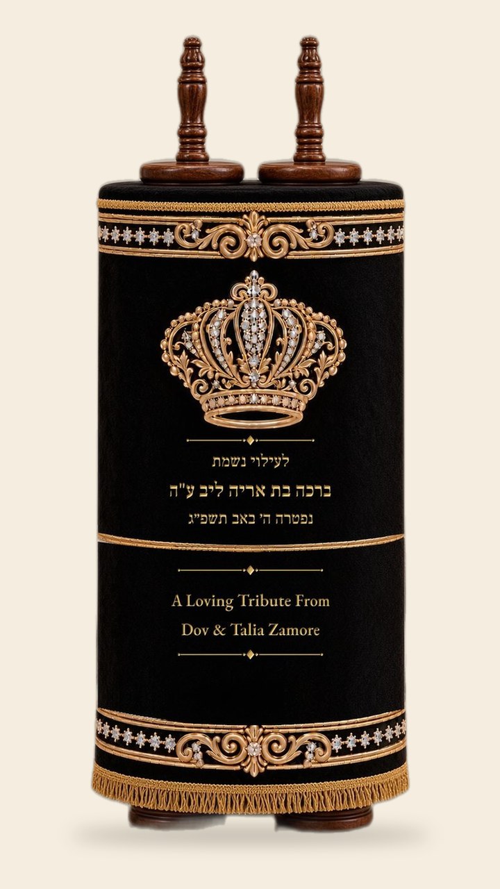 מעיל לספר תורה – שחור כולו, כתר זהב ופס זהב מפריד