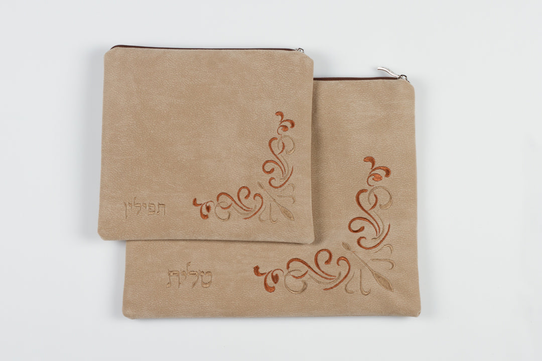 סט תיקי טלית ותפילין - עיטור פינתי